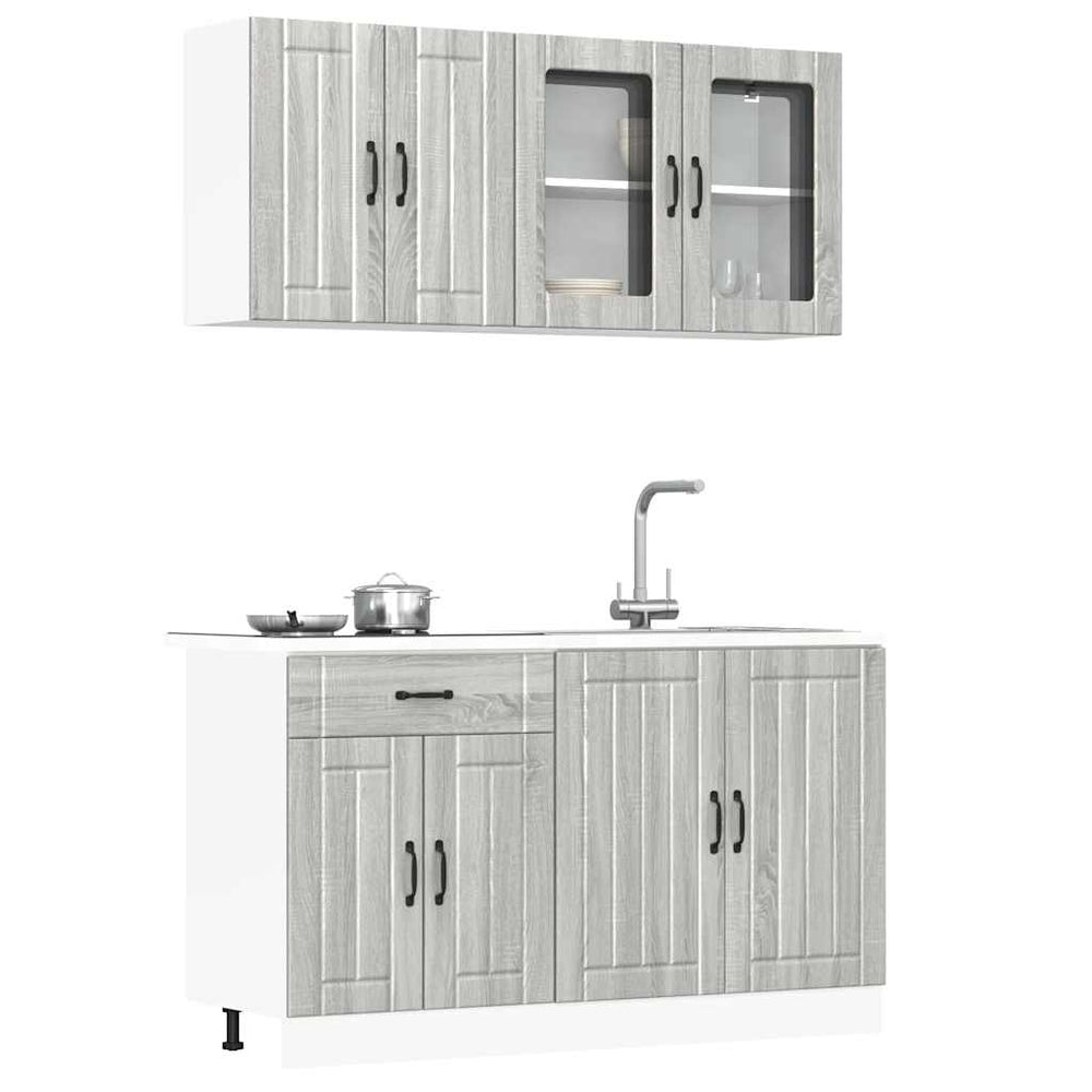 4-tlg Küchenschrank Set Lucca Grau Sonoma