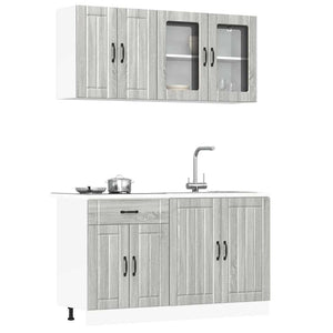 4-tlg Küchenschrank Set Lucca Grau Sonoma