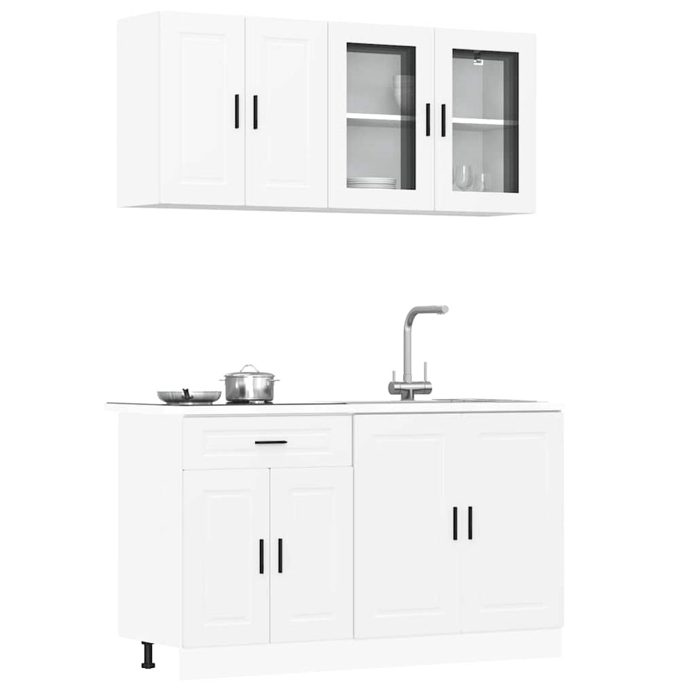 4-tlg Küchenschrank Set Weiß