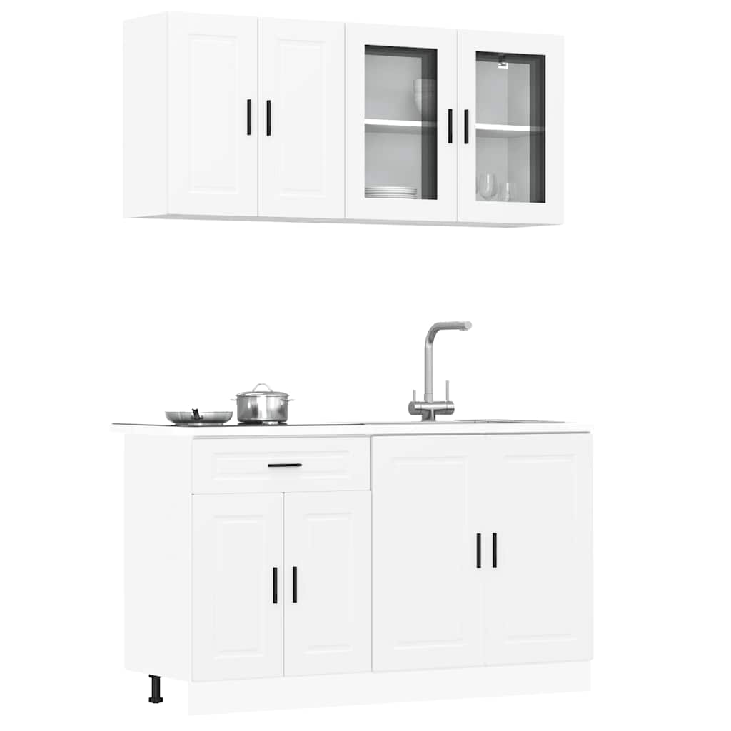 4-tlg Küchenschrank Set Weiß