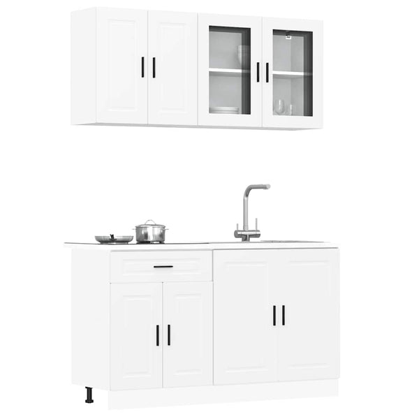 4-tlg Küchenschrank Set Weiß