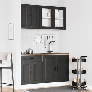 4-tlg Küchenschrank Set Schwarz