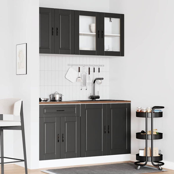 4-tlg Küchenschrank Set Schwarz