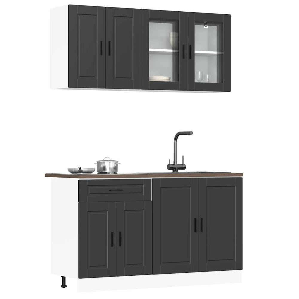 4-tlg Küchenschrank Set Schwarz