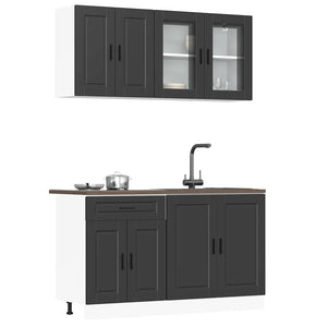4-tlg Küchenschrank Set Schwarz