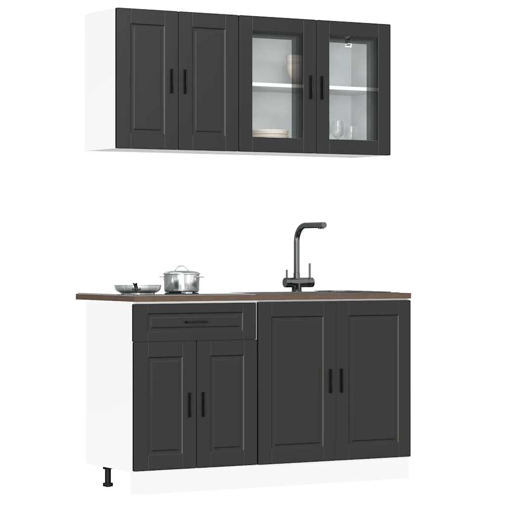 4-tlg Küchenschrank Set Schwarz