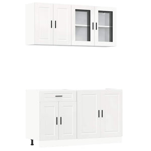4-tlg. Küchenschrank-Set Hochglanz Weiß