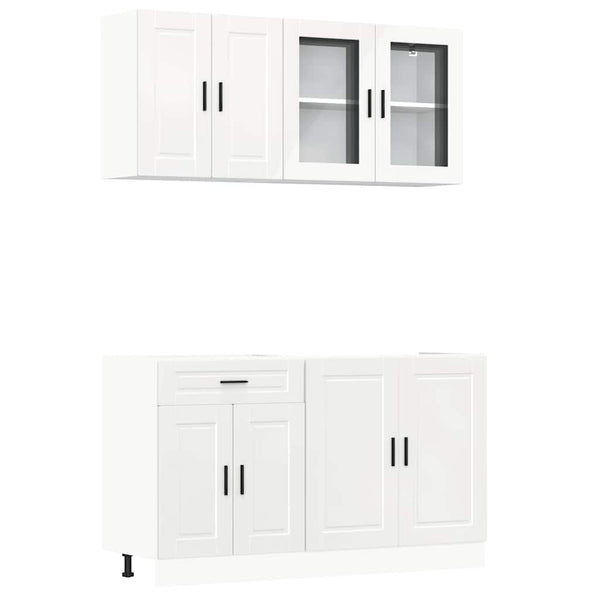 4-tlg. Küchenschrank-Set Hochglanz Weiß