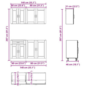 4-tlg. Küchenschrank-Set Sonoma-Eiche