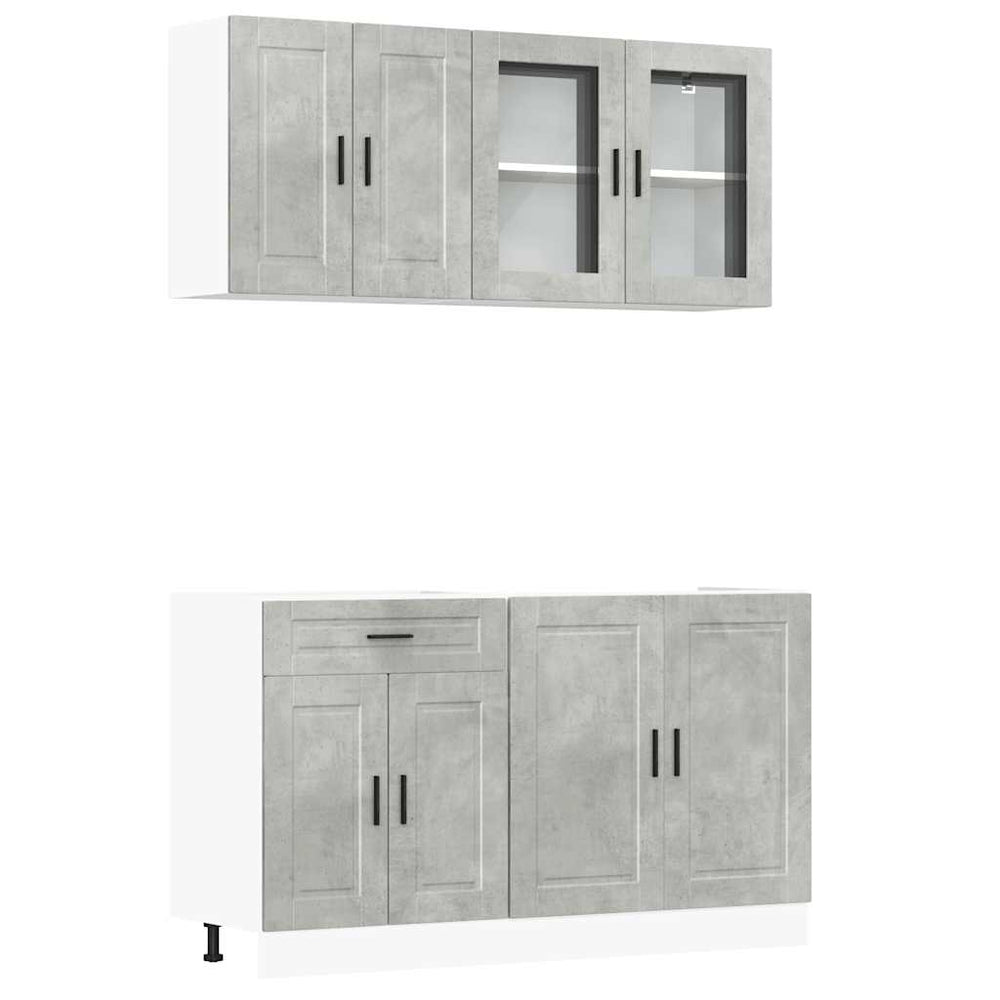 4-teiliges Küchenschrank-Set Betongrau