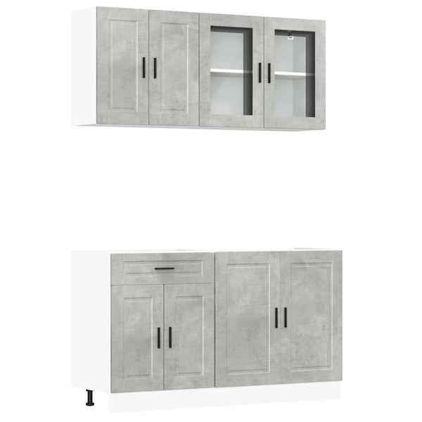 4-teiliges Küchenschrank-Set Betongrau