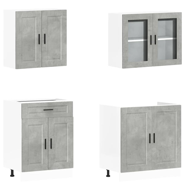 4-teiliges Küchenschrank-Set Betongrau