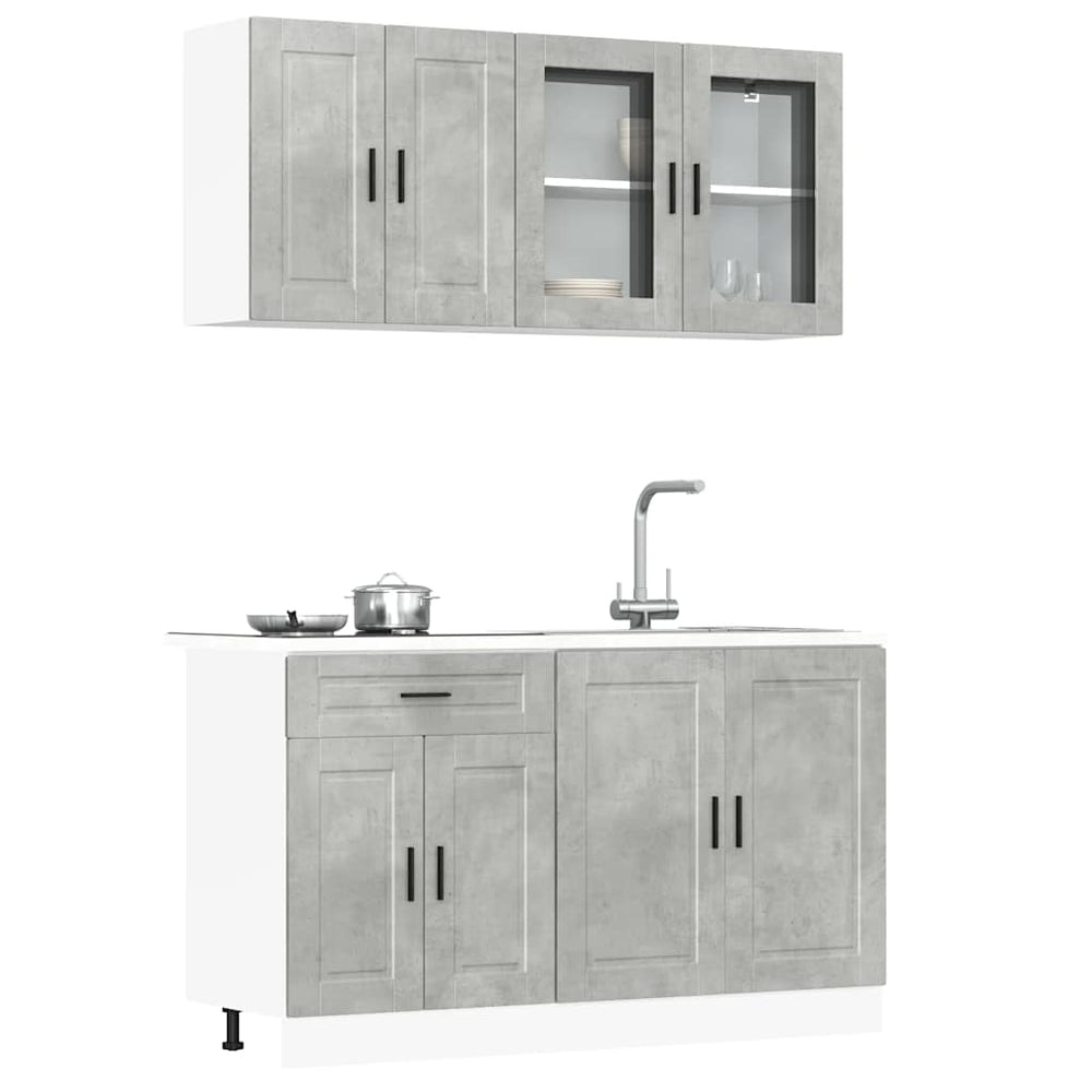 4-teiliges Küchenschrank-Set Betongrau