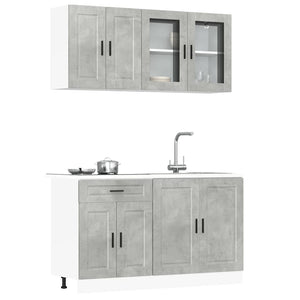4-teiliges Küchenschrank-Set Betongrau