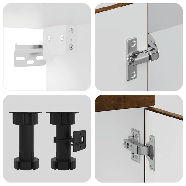 4-tlg Küchenschrank Set Räuchereiche