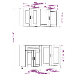 4-tlg Küchenschrank Set Räuchereiche