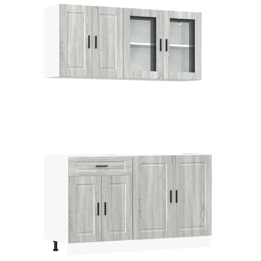 4-tlg Küchenschrank Set Grau Sonoma