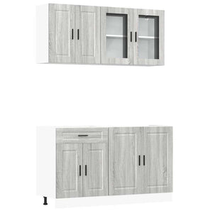 4-tlg Küchenschrank Set Grau Sonoma