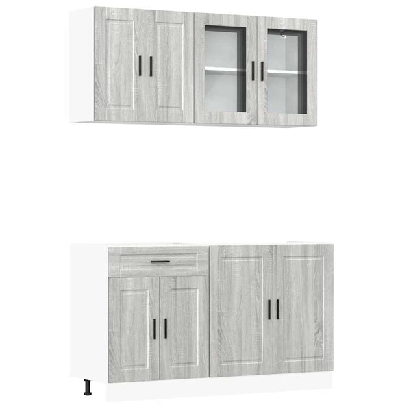 4-tlg Küchenschrank Set Grau Sonoma