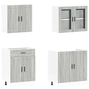 4-tlg Küchenschrank Set Grau Sonoma