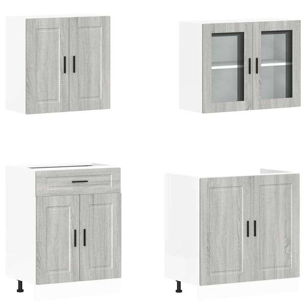 4-tlg Küchenschrank Set Grau Sonoma