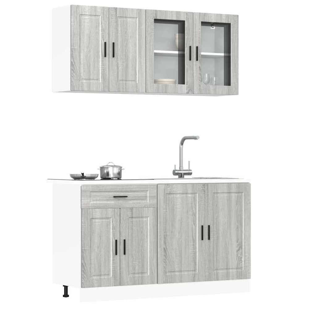 4-tlg Küchenschrank Set Grau Sonoma