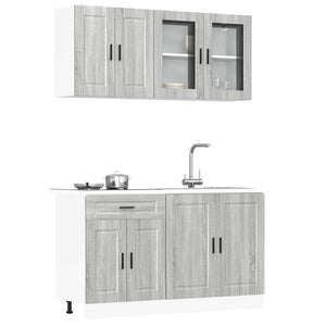 4-tlg Küchenschrank Set Grau Sonoma