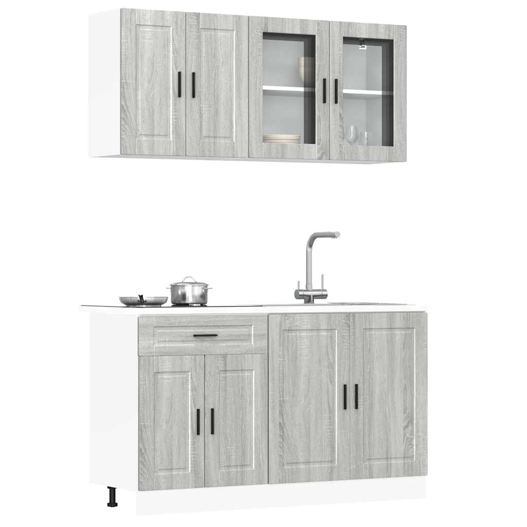 4-tlg Küchenschrank Set Grau Sonoma
