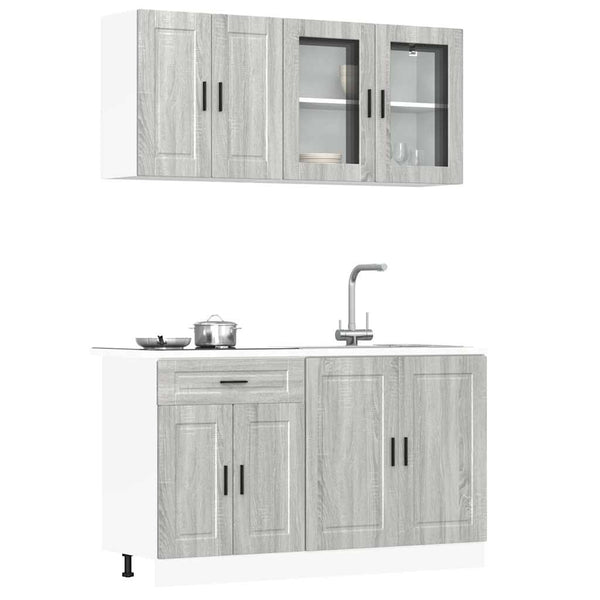 4-tlg Küchenschrank Set Grau Sonoma