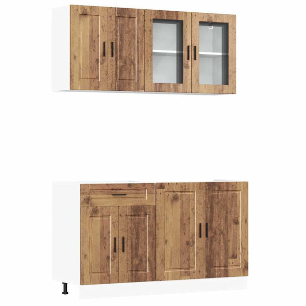 vidaXL Ensemble de 4 éléments de cuisine Porto en bois d'ingénierie aspect vieux bois