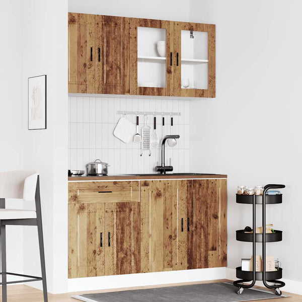 vidaXL Ensemble de 4 éléments de cuisine Porto en bois d'ingénierie aspect vieux bois