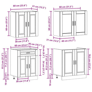 vidaXL Ensemble de 4 éléments de cuisine Porto en bois d'ingénierie aspect vieux bois