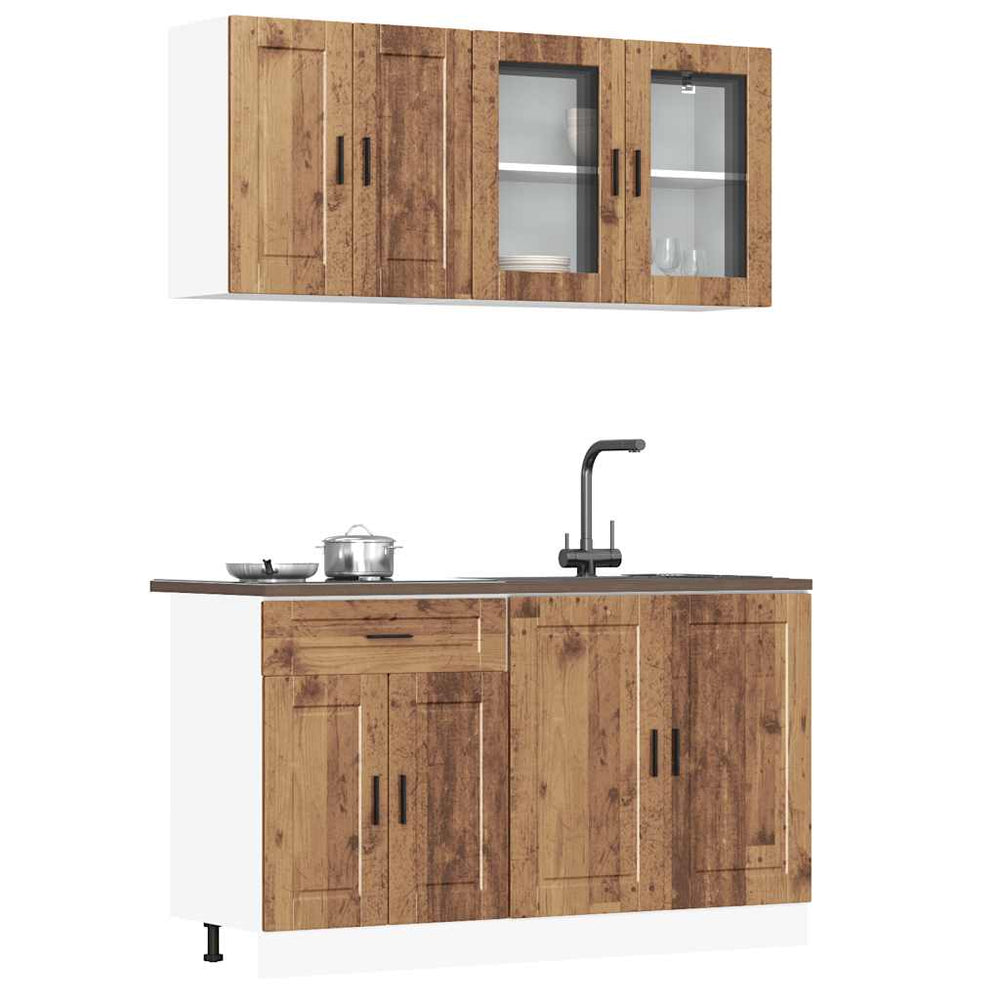 4-tlg Küchenschrank Set Altholz-Optik