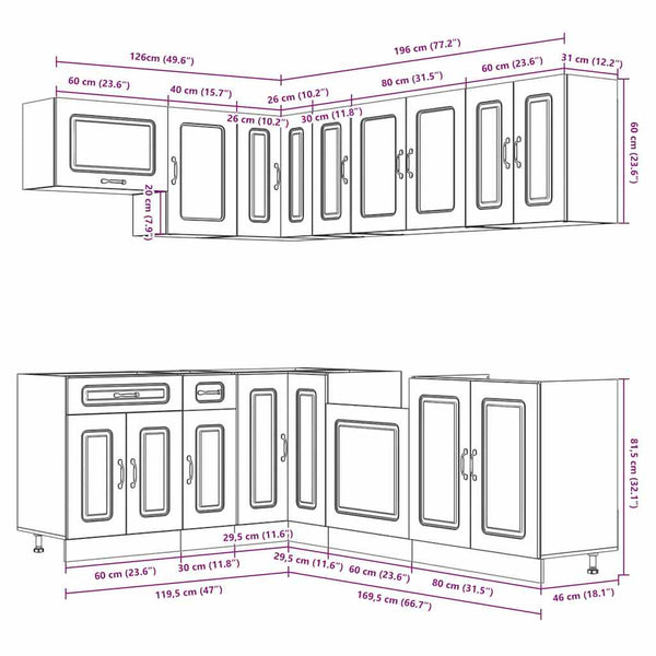 11-teiliges Küchenschrank-Set Weiß
