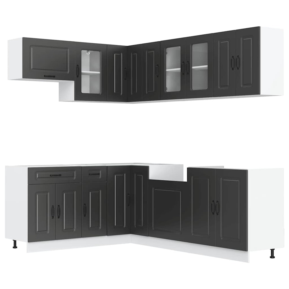 11-teiliges Küchenschrank-Set Schwarz