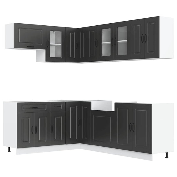 11-teiliges Küchenschrank-Set Schwarz
