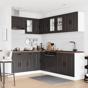 11-teiliges Küchenschrank-Set Schwarz