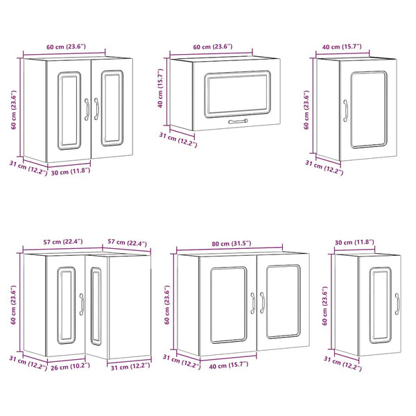 11-teiliges Küchenschrank-Set Schwarz