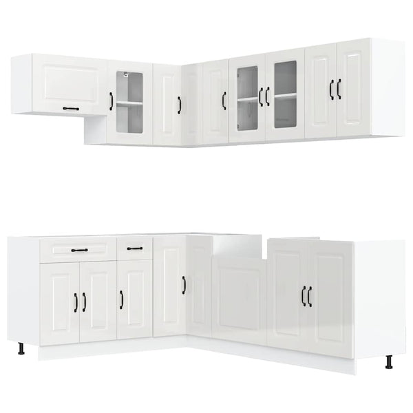 11-tlg. Küchenschrank-Set Hochglanz Weiß