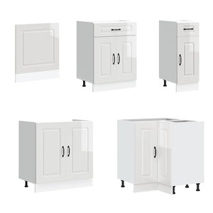 11-tlg. Küchenschrank-Set Hochglanz Weiß