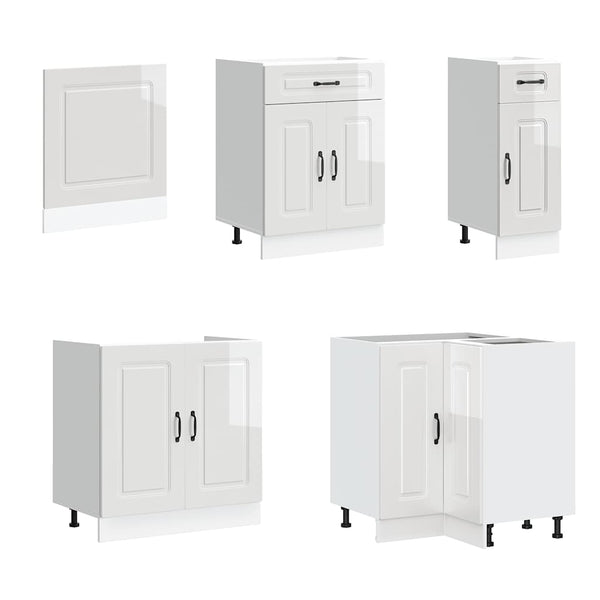 11-tlg. Küchenschrank-Set Hochglanz Weiß