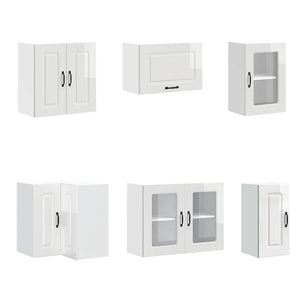 11-tlg. Küchenschrank-Set Hochglanz Weiß