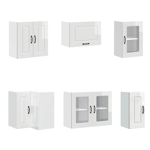 11-tlg. Küchenschrank-Set Hochglanz Weiß