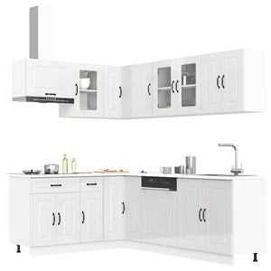 11-tlg. Küchenschrank-Set Hochglanz Weiß
