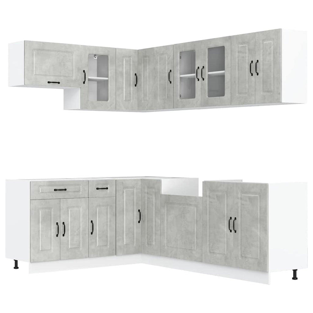 11-tlg Küchenschrank Set Betongrau