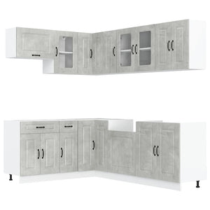 11-tlg Küchenschrank Set Betongrau