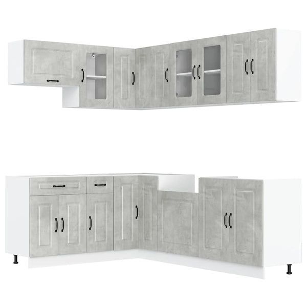 11-tlg Küchenschrank Set Betongrau