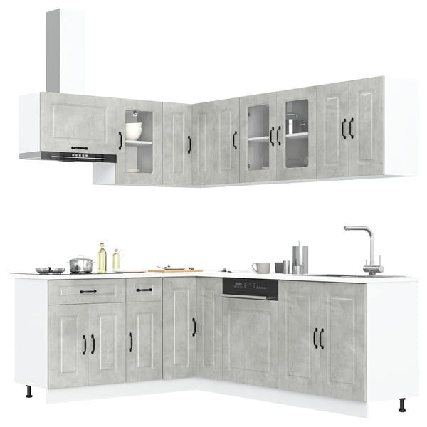 11-tlg Küchenschrank Set Betongrau