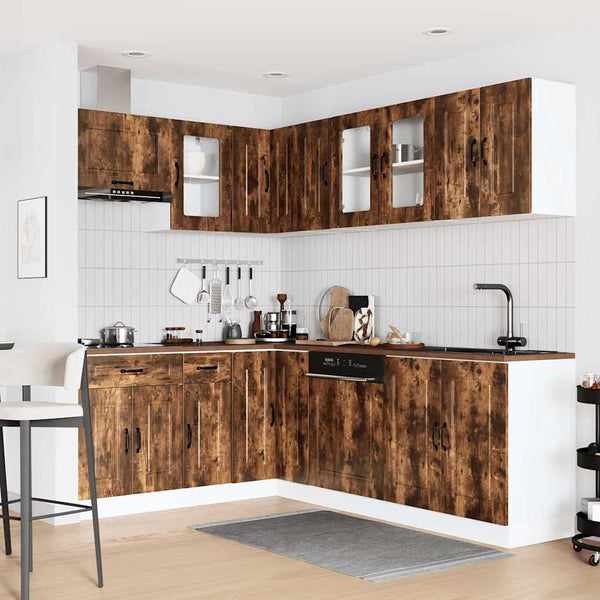 11-tlg Küchenschrank-Set Räuchereiche
