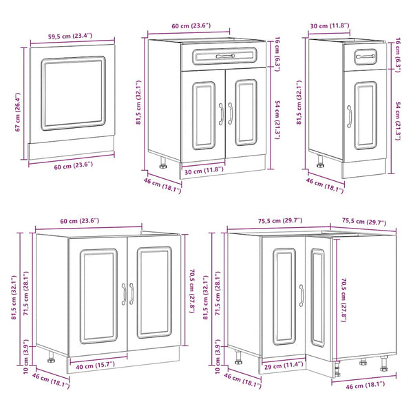 11-tlg Küchenschrank-Set Räuchereiche